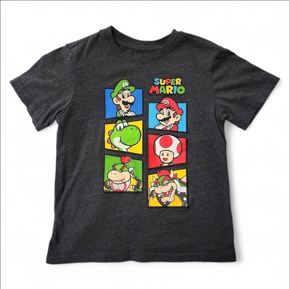 Super Mario Character Grid Graphic Tee – Boy’s XL (7) – Dark Gray